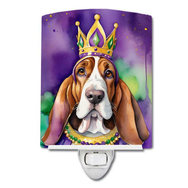 Basset Hound King of Mardi Gras Ceramic Night Light Image 1