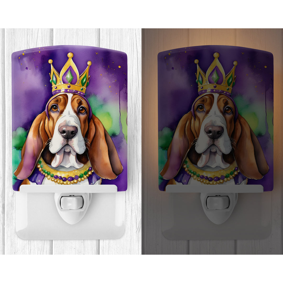 Basset Hound King of Mardi Gras Ceramic Night Light Image 2