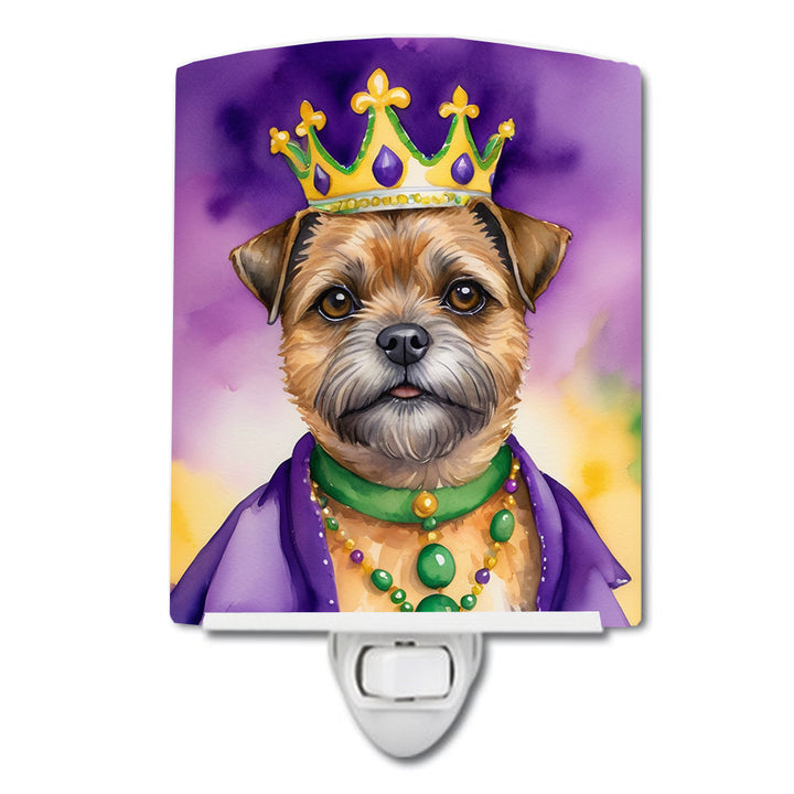 Border Terrier King of Mardi Gras Ceramic Night Light Image 1