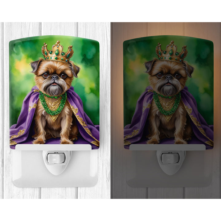 Brussels Griffon King of Mardi Gras Ceramic Night Light Image 2