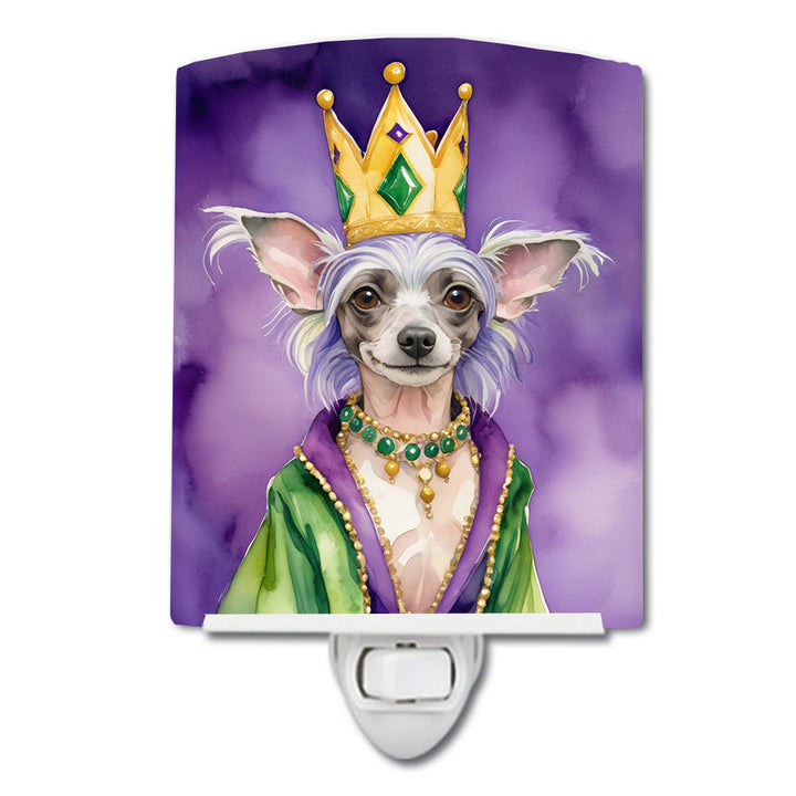 Chinese Crested King of Mardi Gras Ceramic Night Light Image 1