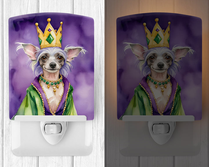 Chinese Crested King of Mardi Gras Ceramic Night Light Image 2