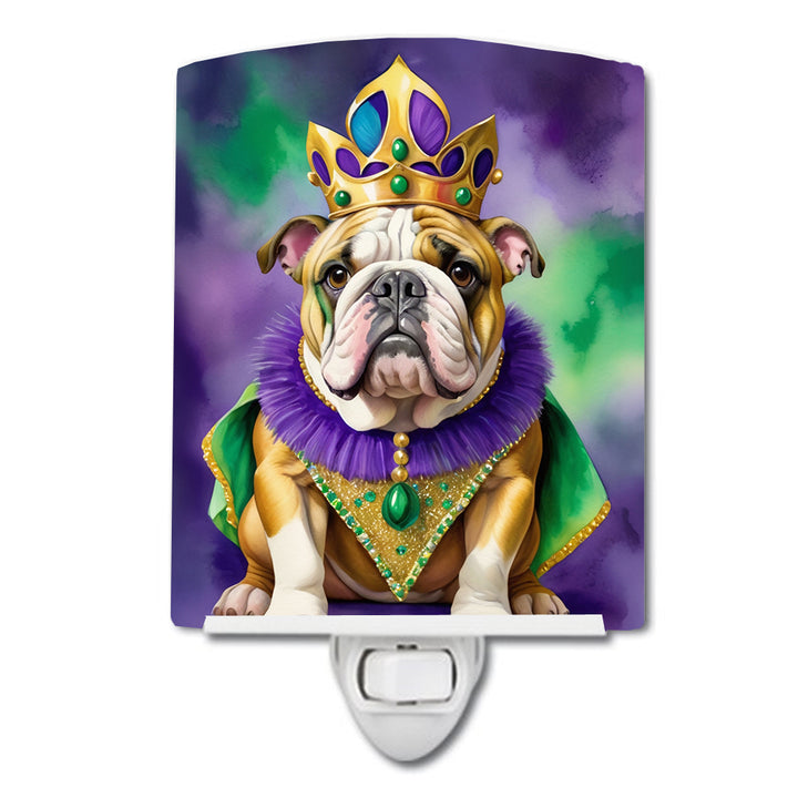English Bulldog King of Mardi Gras Ceramic Night Light Image 1