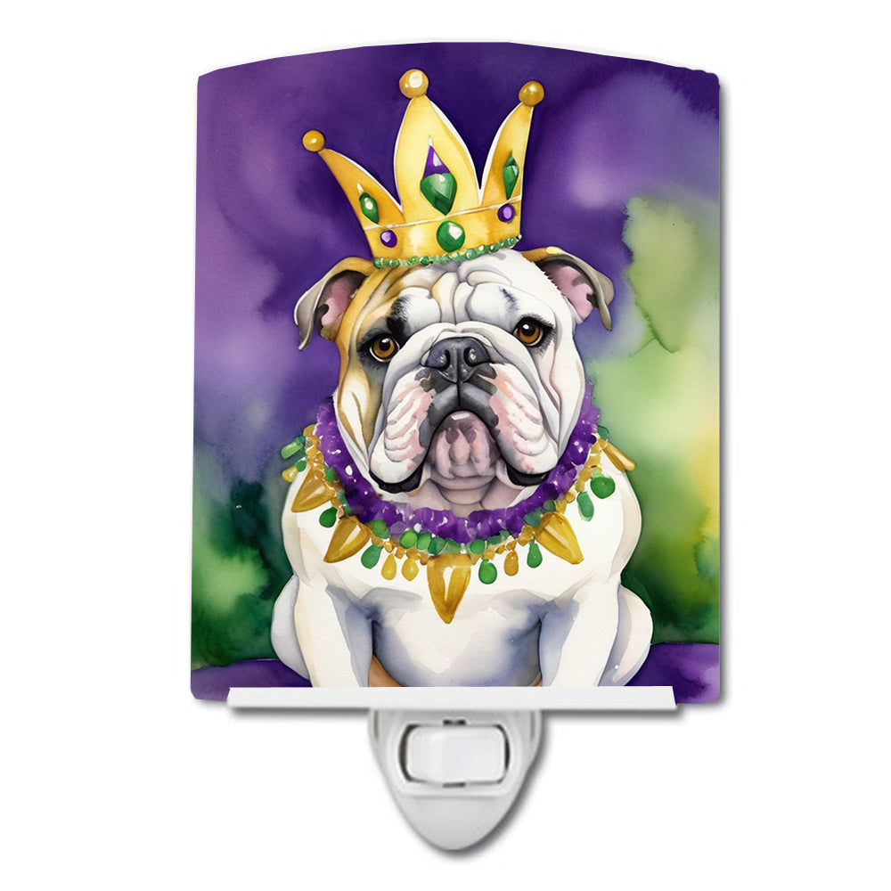 English Bulldog King of Mardi Gras Ceramic Night Light Image 1