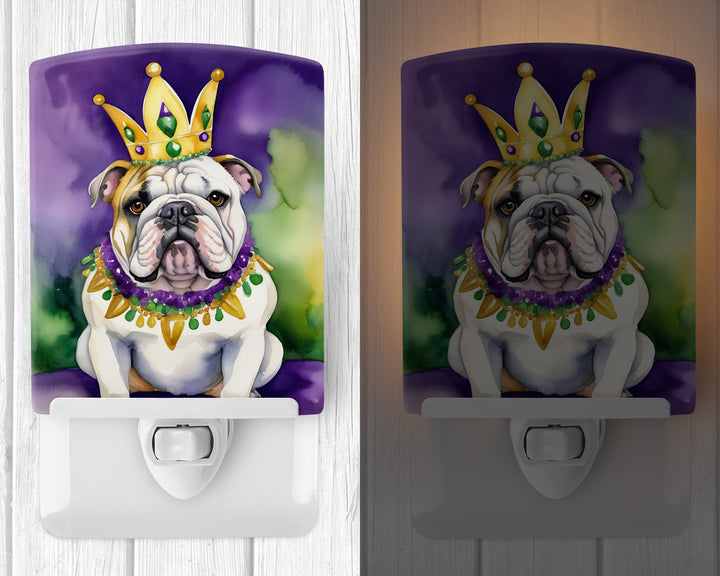 English Bulldog King of Mardi Gras Ceramic Night Light Image 2