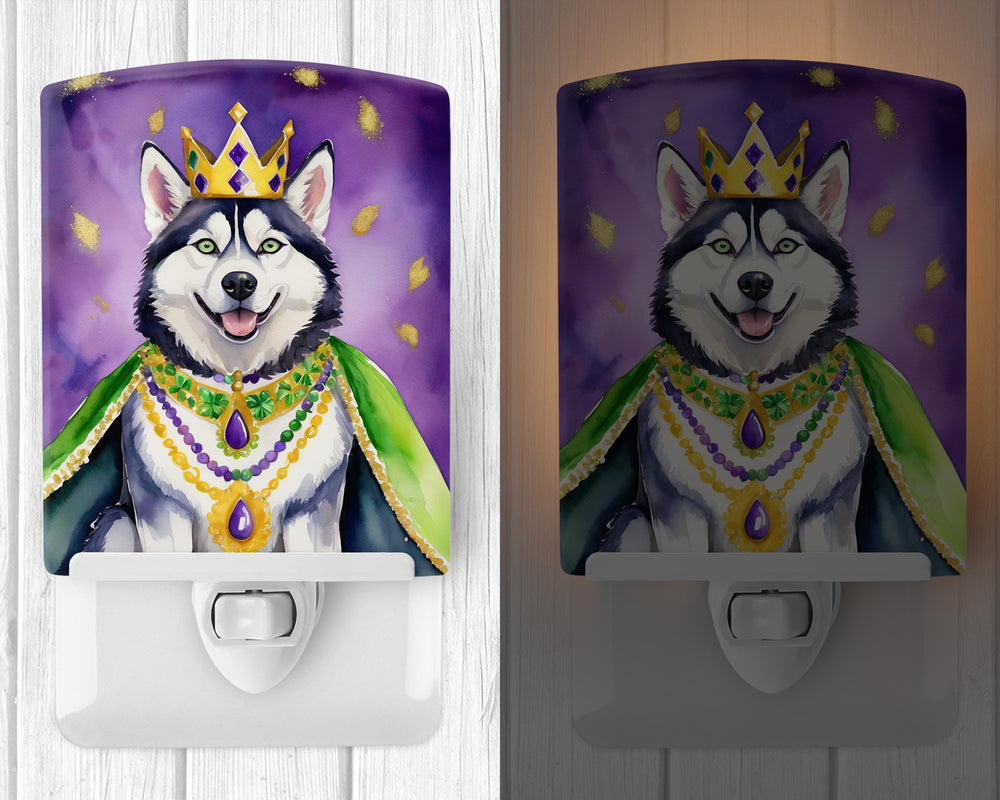Siberian Husky King of Mardi Gras Ceramic Night Light Image 2