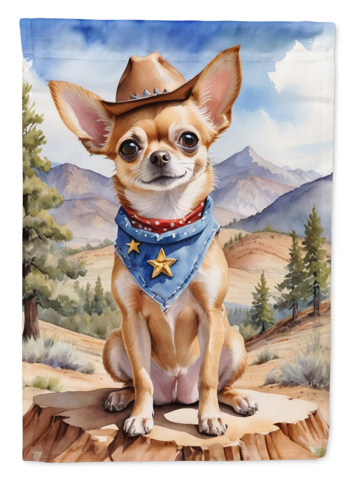 Chihuahua Cowboy Welcome House Flag Image 1