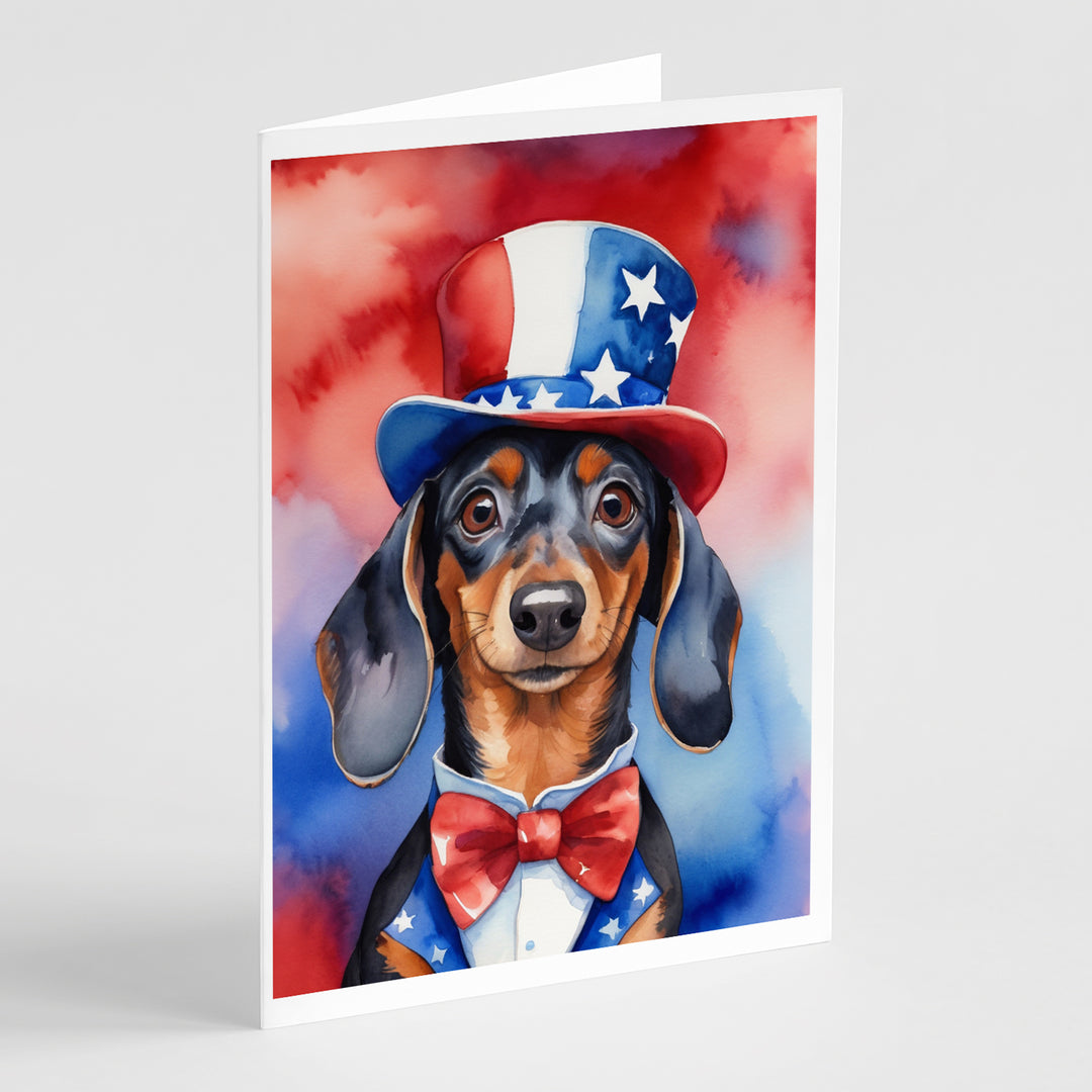 Dachshund Patriotic American Greeting Cards Pack of 8 Image 1