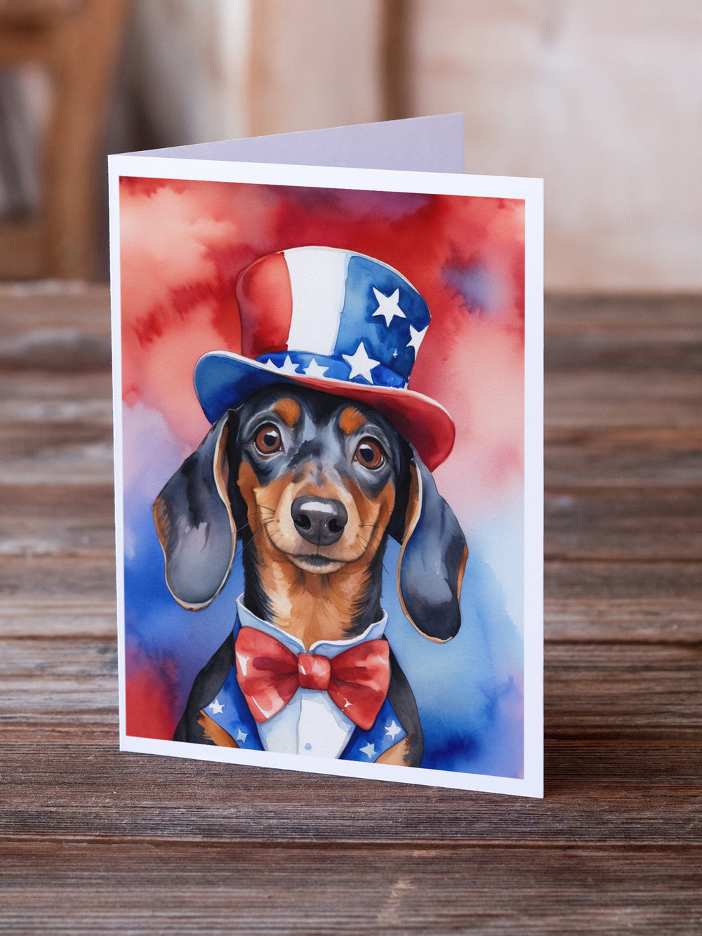 Dachshund Patriotic American Greeting Cards Pack of 8 Image 2