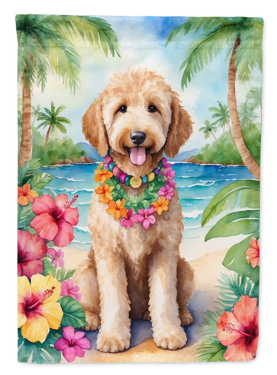 Goldendoodle Luau House Flag Image 1