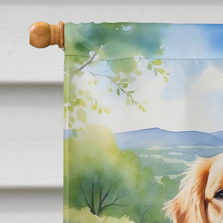 Golden Retriever Spring Path House Flag Image 3