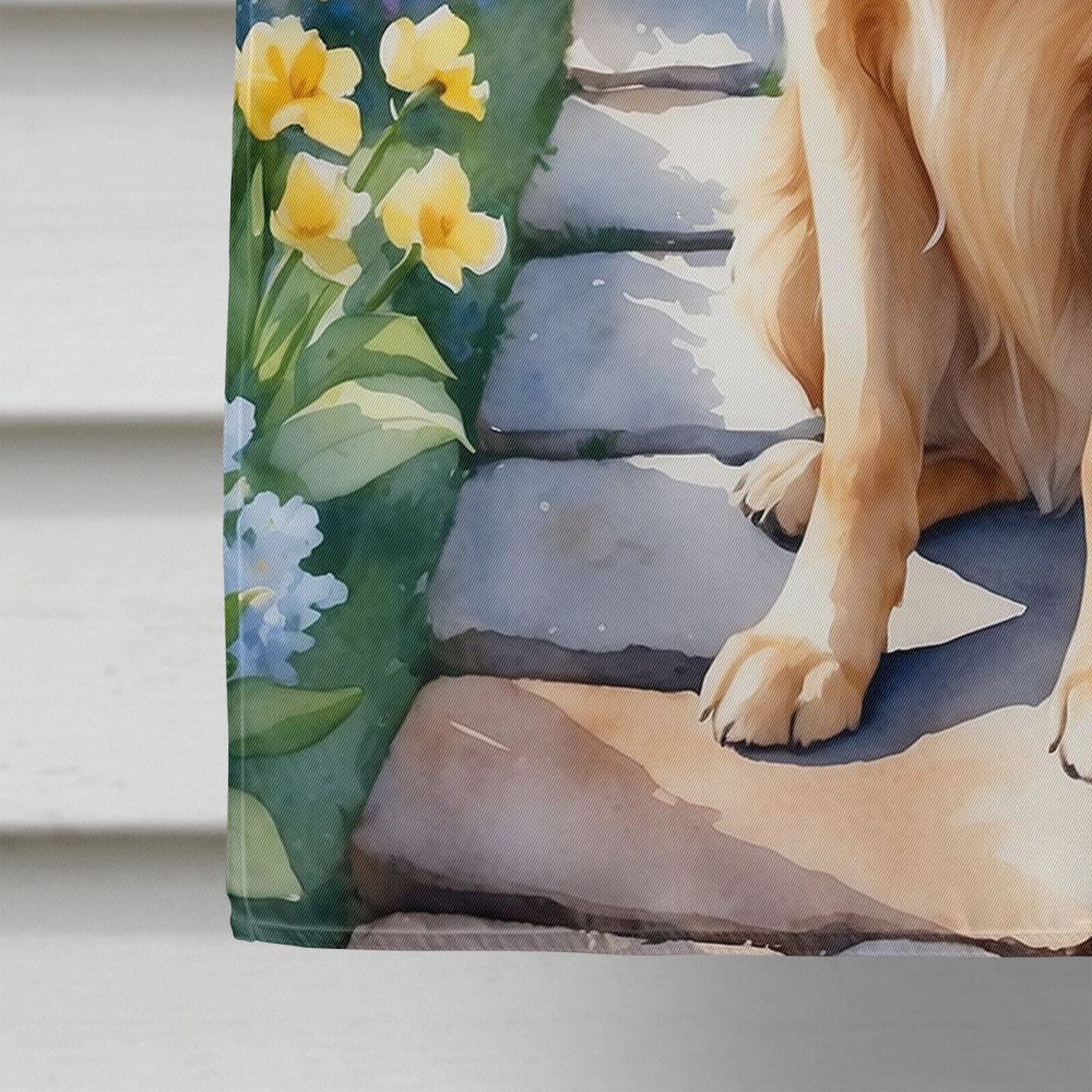 Golden Retriever Spring Path House Flag Image 4