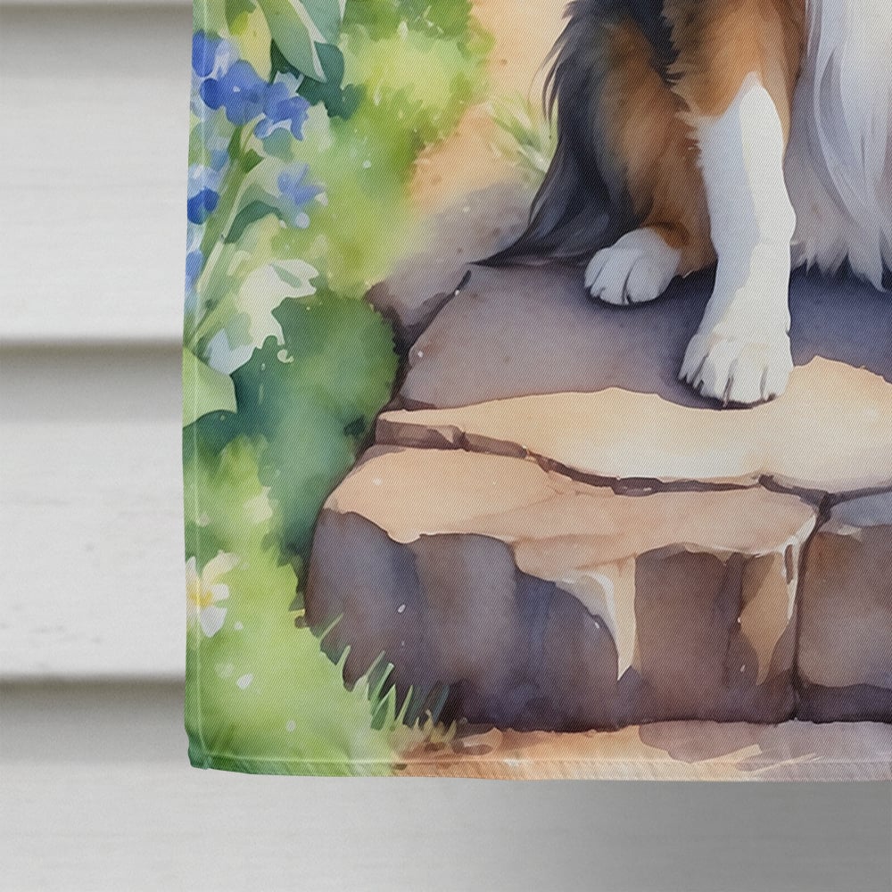 Sheltie Spring Path House Flag Image 4