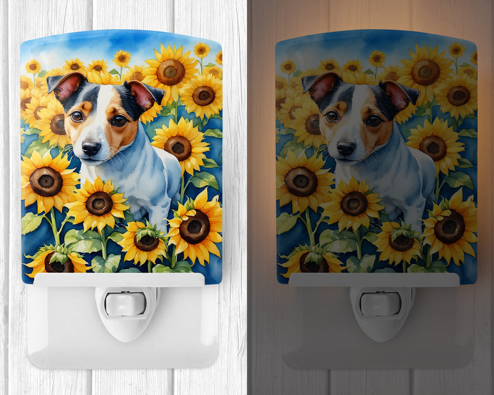 Jack Russell Terrier in Sunflowers Ceramic Night Light Image 2