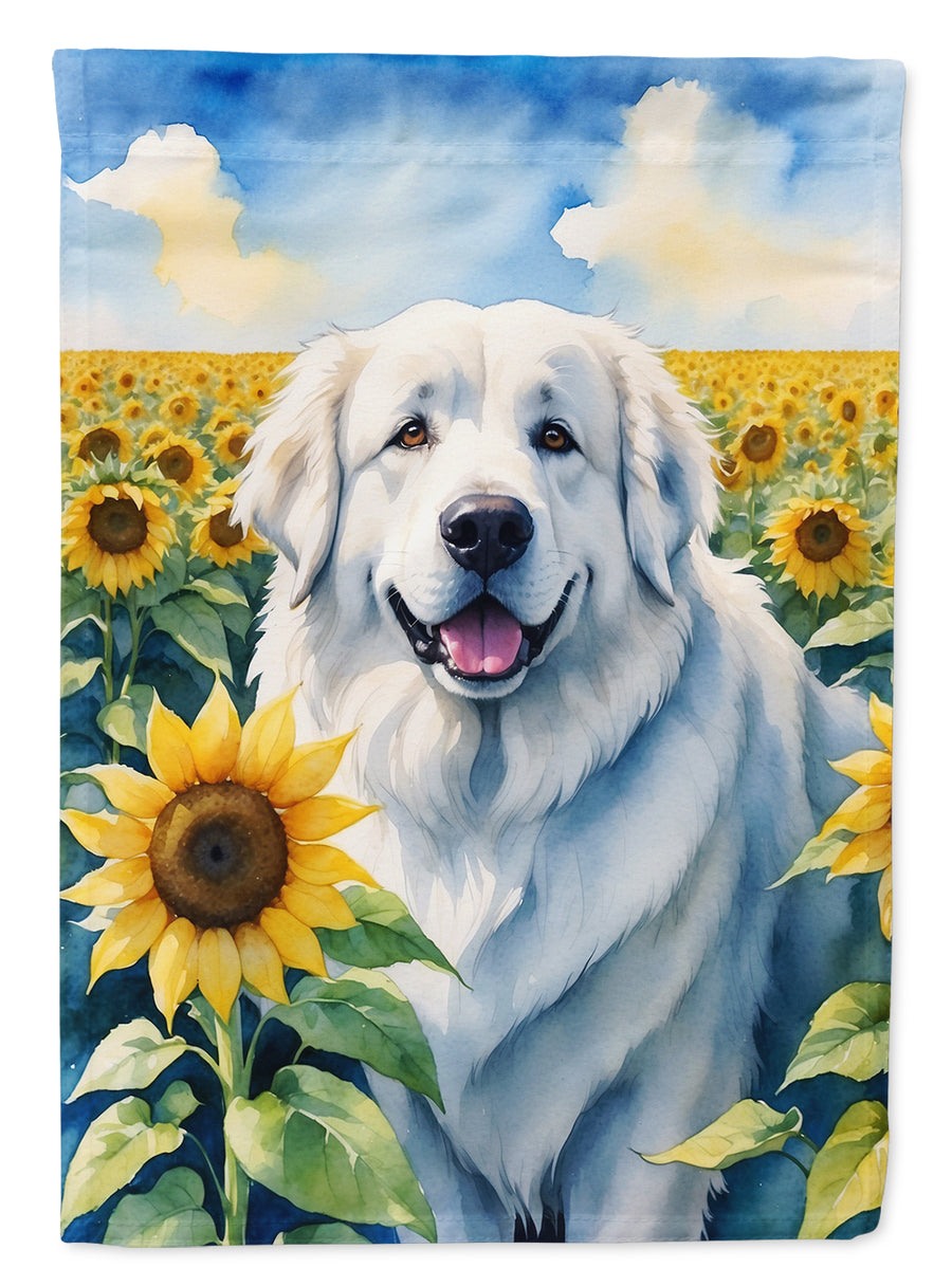 Great Pyrenees in Sunflowers Garden Flag Image 1