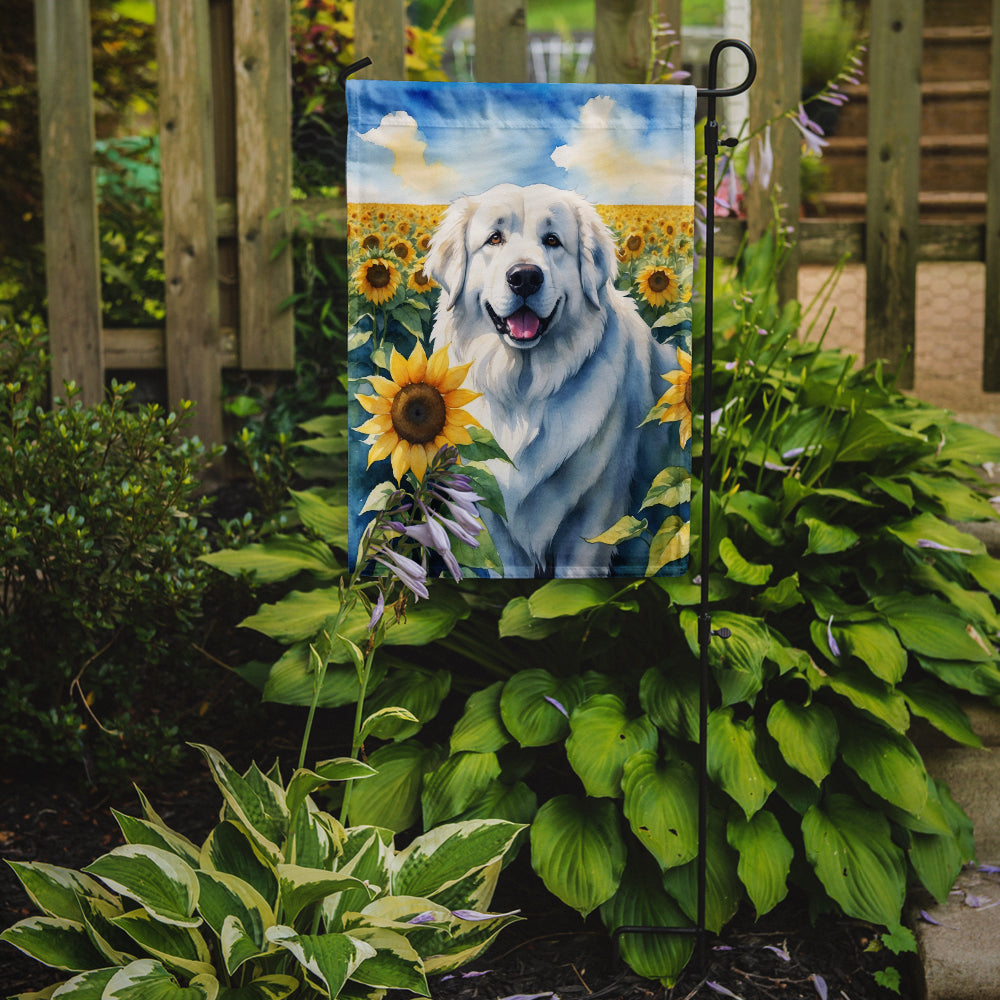 Great Pyrenees in Sunflowers Garden Flag Image 2