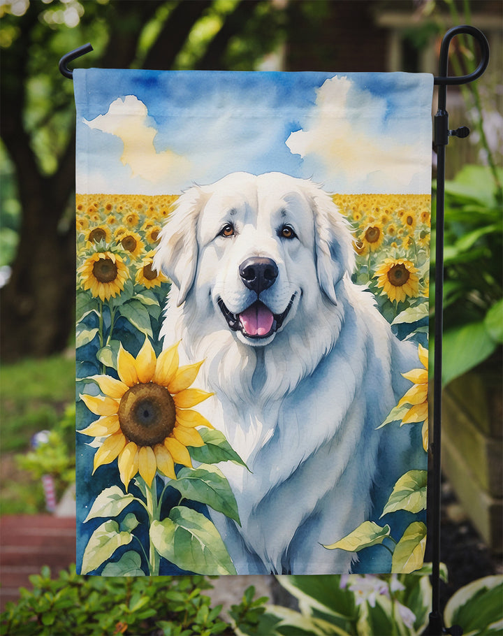 Great Pyrenees in Sunflowers Garden Flag Image 3