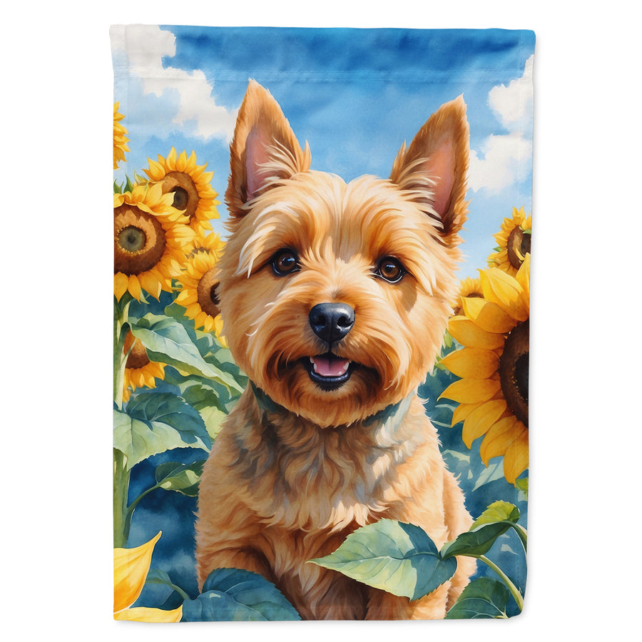 Norwich Terrier in Sunflowers Garden Flag Image 1