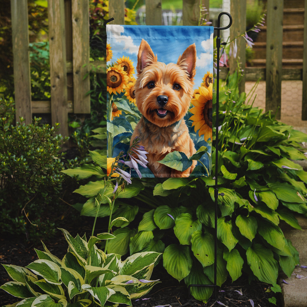 Norwich Terrier in Sunflowers Garden Flag Image 2