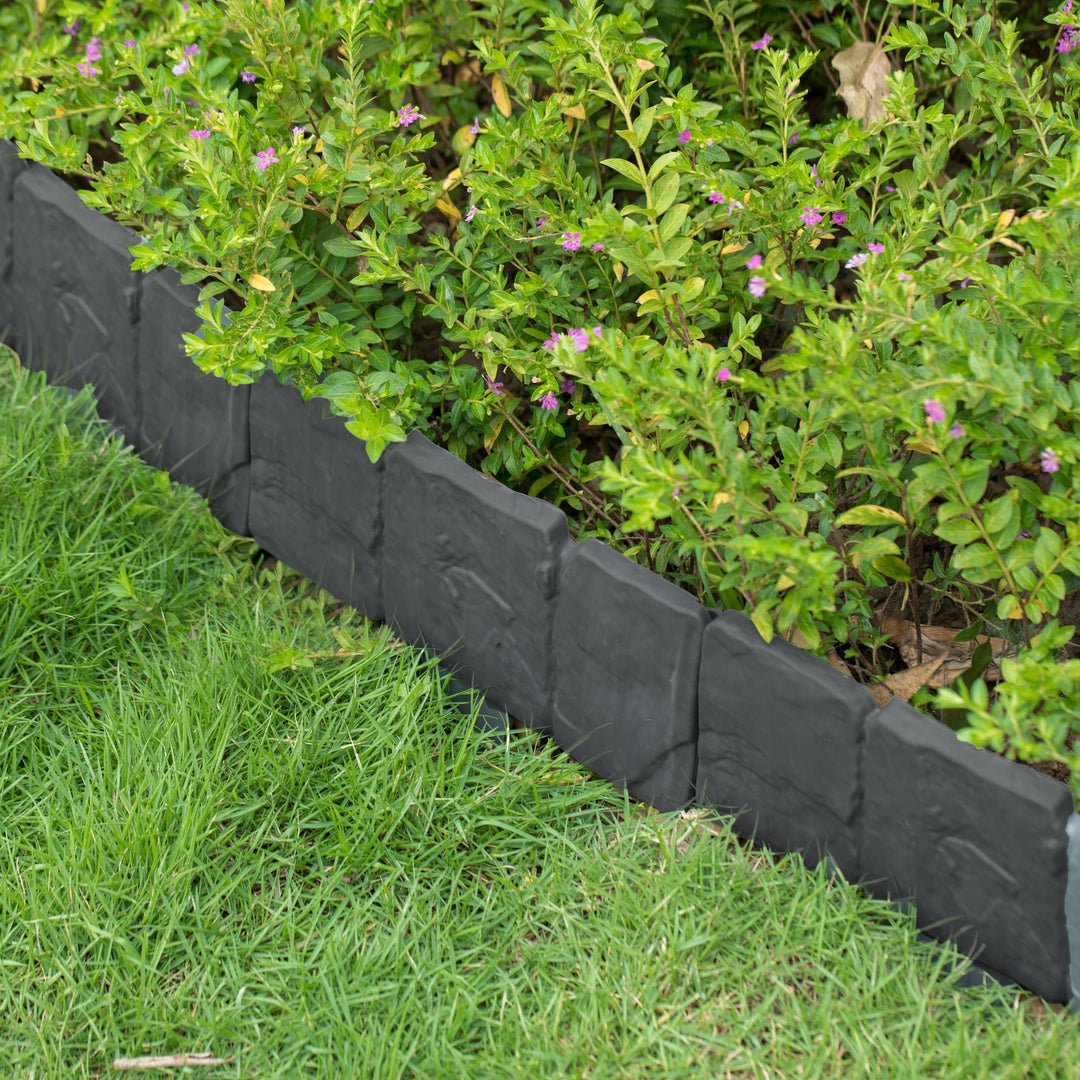 Cobbled Stone Lawn Edging Gate 10pk Interlocking Plastic Outdoor Stakes 4in H Image 8