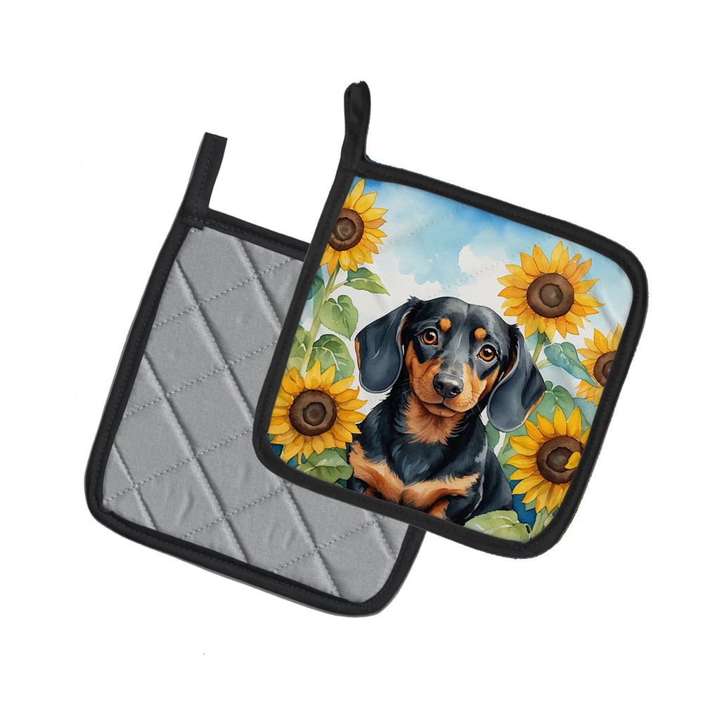 Dachshund in Sunflowers Pair of Pot Holders Image 2