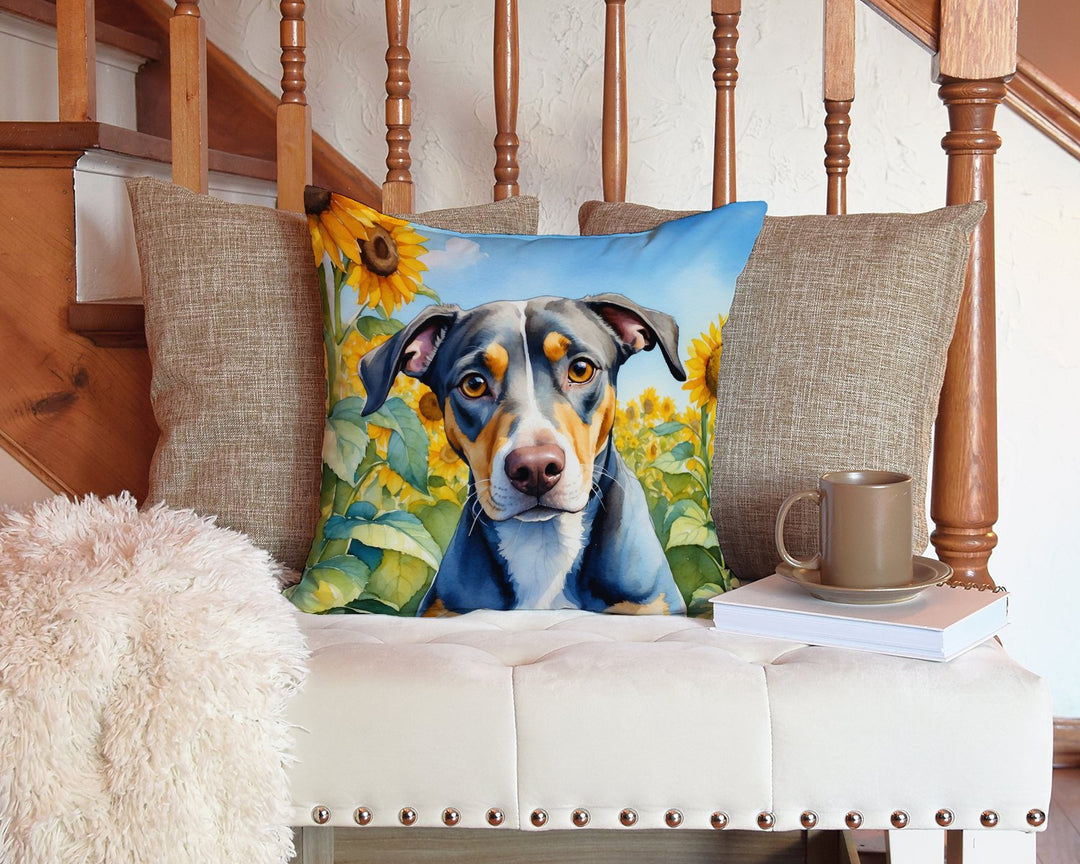 Catahoula in Sunflowers Throw Pillow Image 3