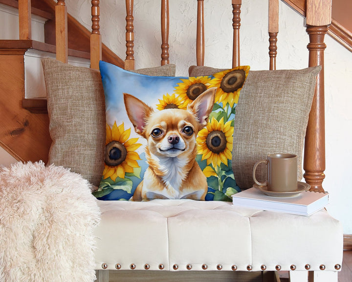 Chihuahua in Sunflowers Throw Pillow Image 3