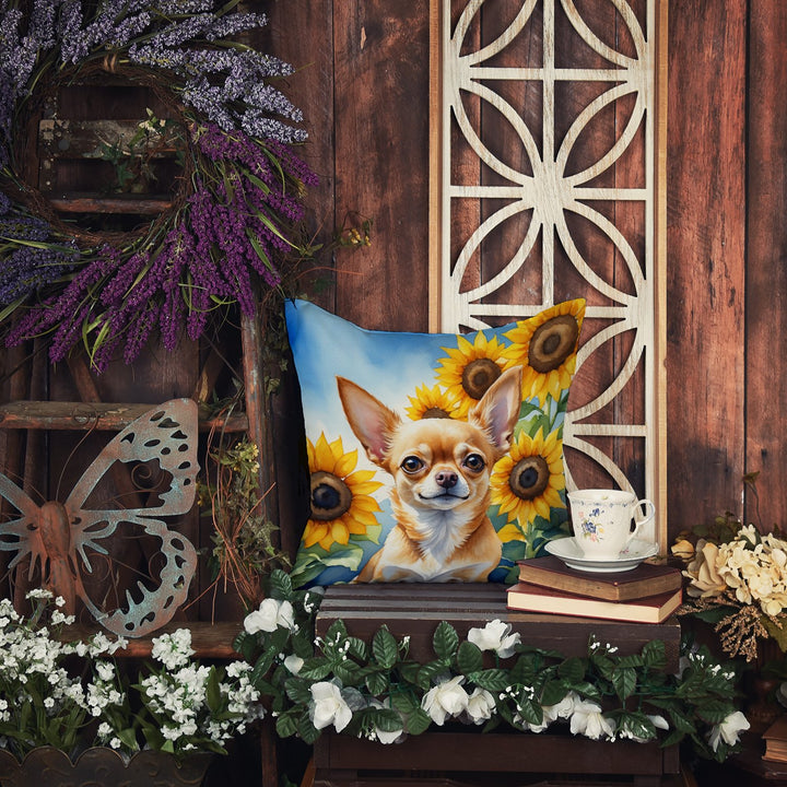 Chihuahua in Sunflowers Throw Pillow Image 5