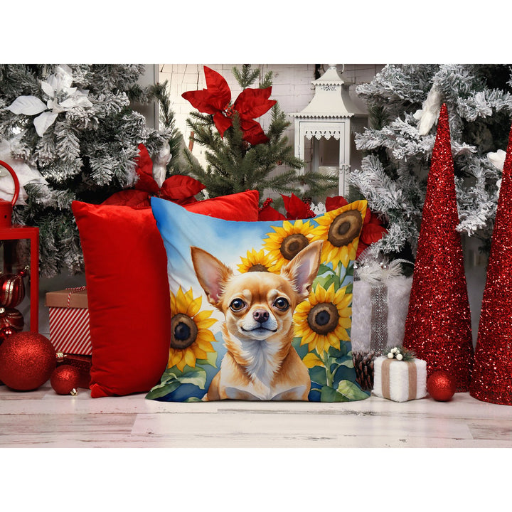 Chihuahua in Sunflowers Throw Pillow Image 6