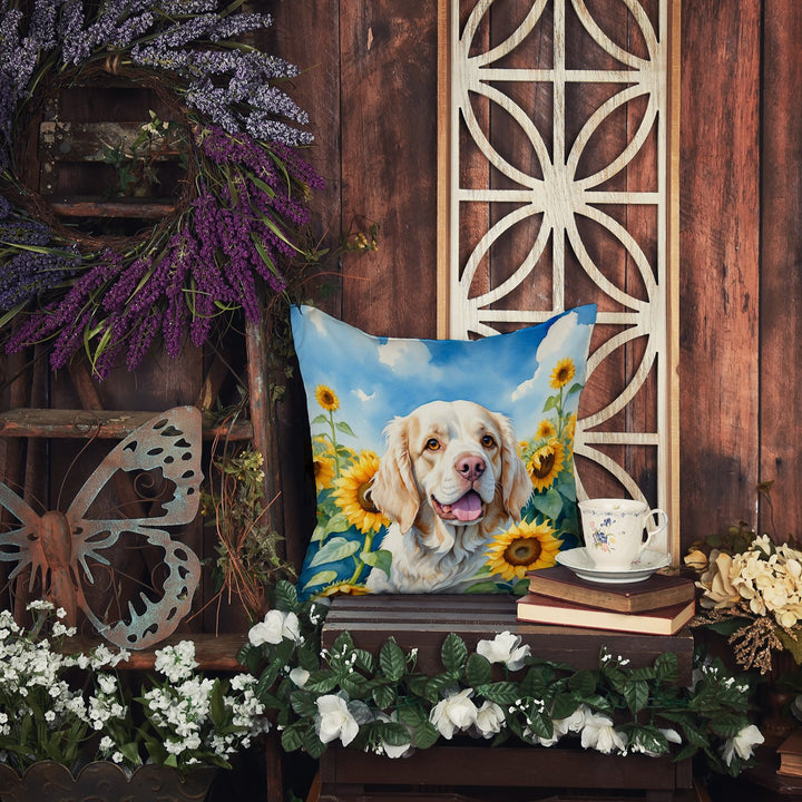 Clumber Spaniel in Sunflowers Throw Pillow Image 5