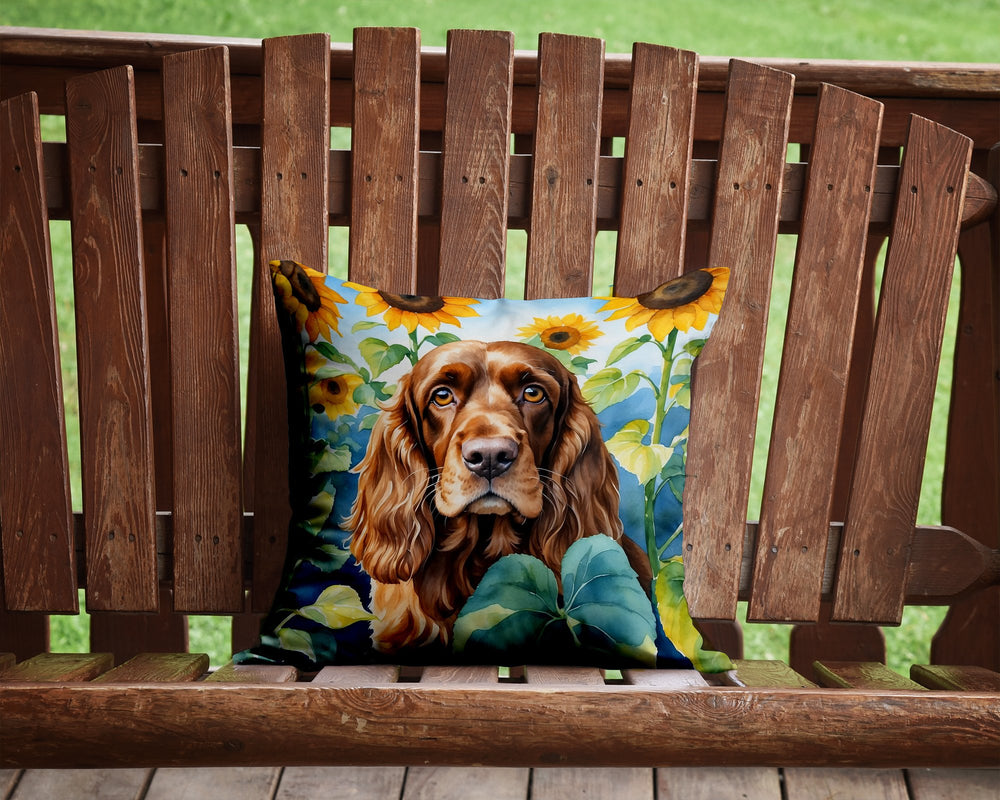 English Cocker Spaniel in Sunflowers Throw Pillow Image 2