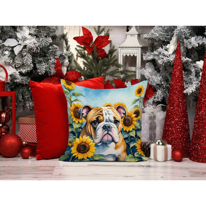 English Bulldog in Sunflowers Throw Pillow Image 6