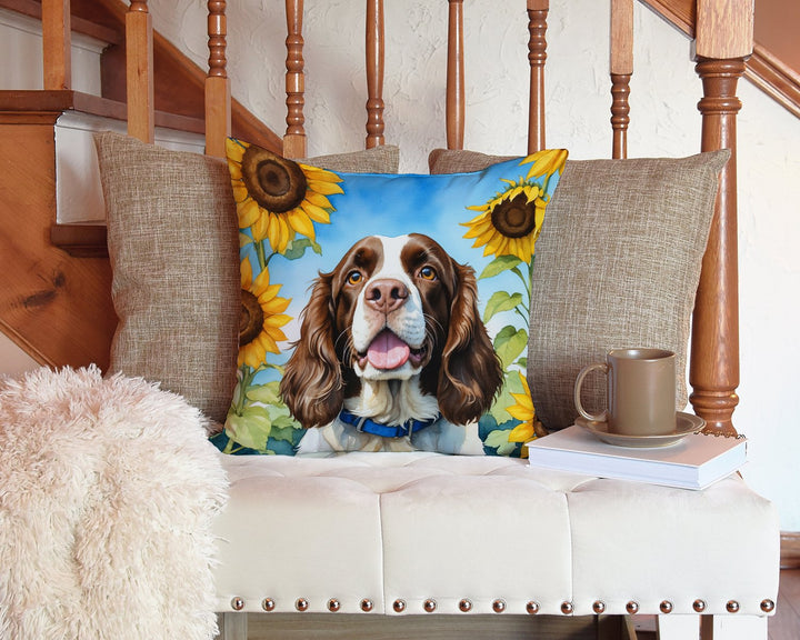 English Springer Spaniel in Sunflowers Throw Pillow Image 3