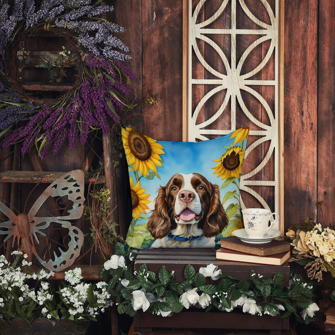 English Springer Spaniel in Sunflowers Throw Pillow Image 5