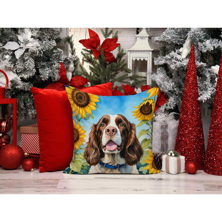 English Springer Spaniel in Sunflowers Throw Pillow Image 6