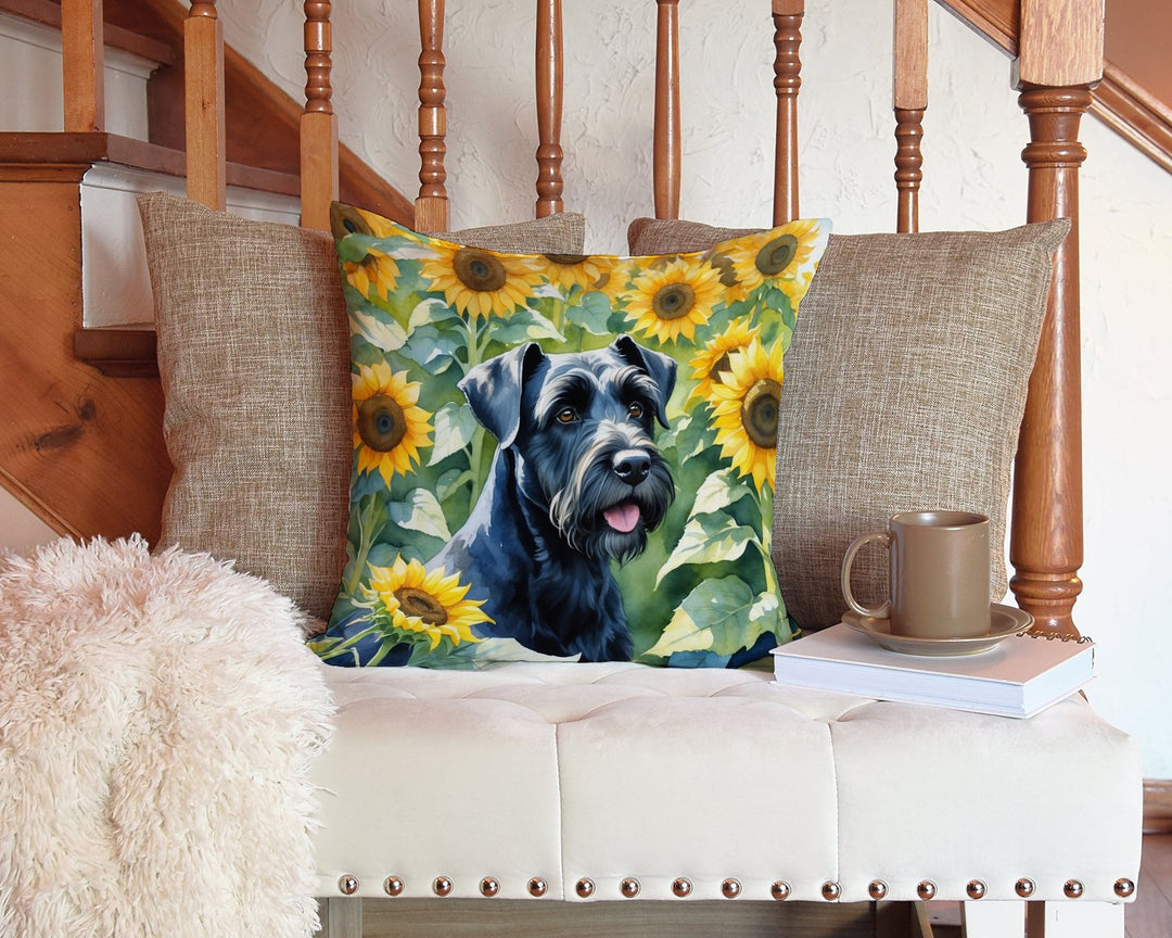 Giant Schnauzer in Sunflowers Throw Pillow Image 3