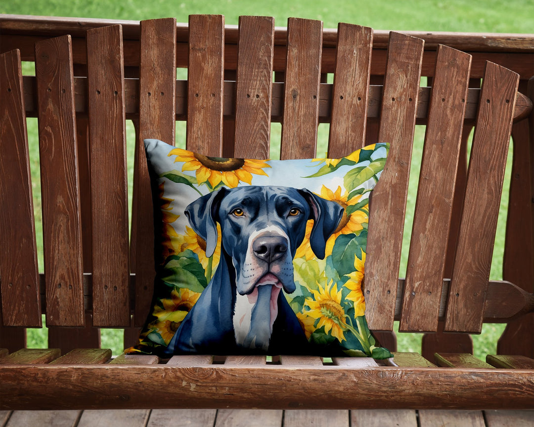 Great Dane in Sunflowers Throw Pillow Image 2