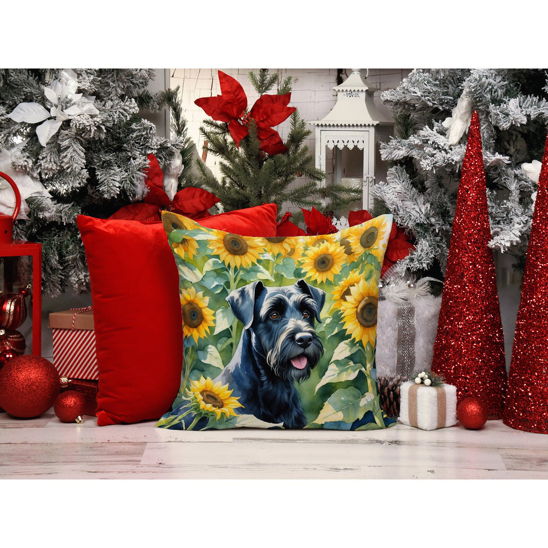 Giant Schnauzer in Sunflowers Throw Pillow Image 6