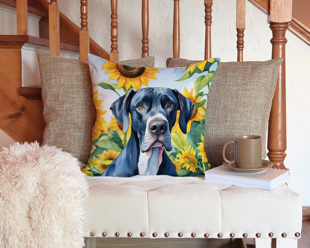 Great Dane in Sunflowers Throw Pillow Image 3