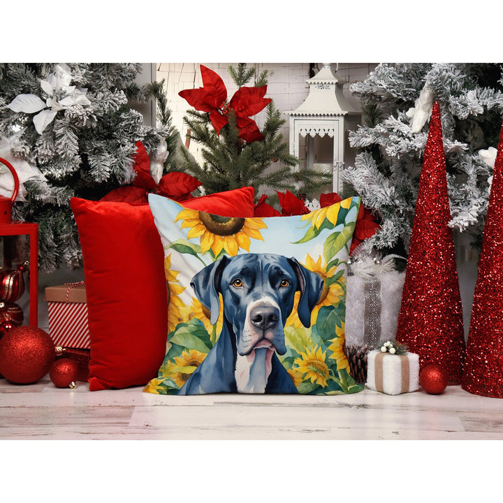 Great Dane in Sunflowers Throw Pillow Image 6