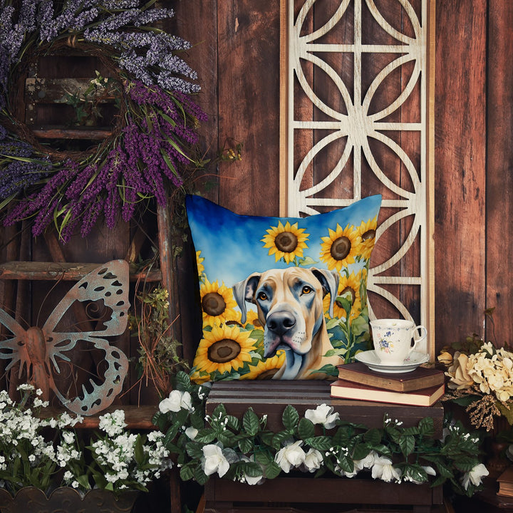 Great Dane in Sunflowers Throw Pillow Image 5