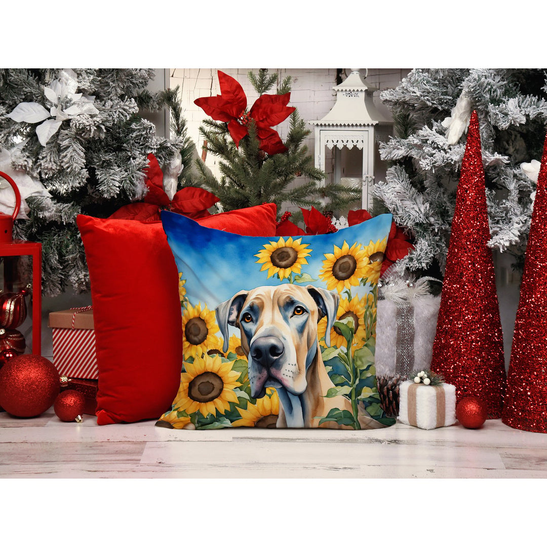 Great Dane in Sunflowers Throw Pillow Image 6
