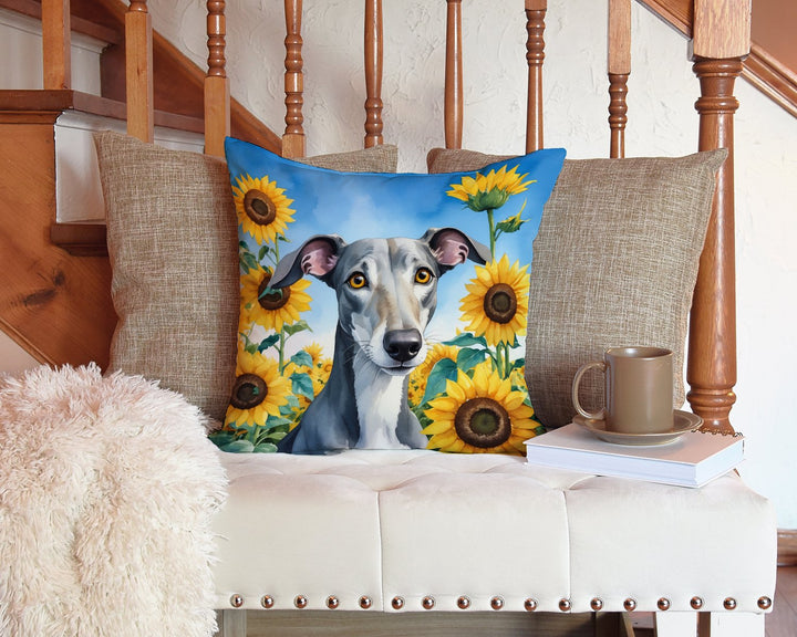 Greyhound in Sunflowers Throw Pillow Image 3