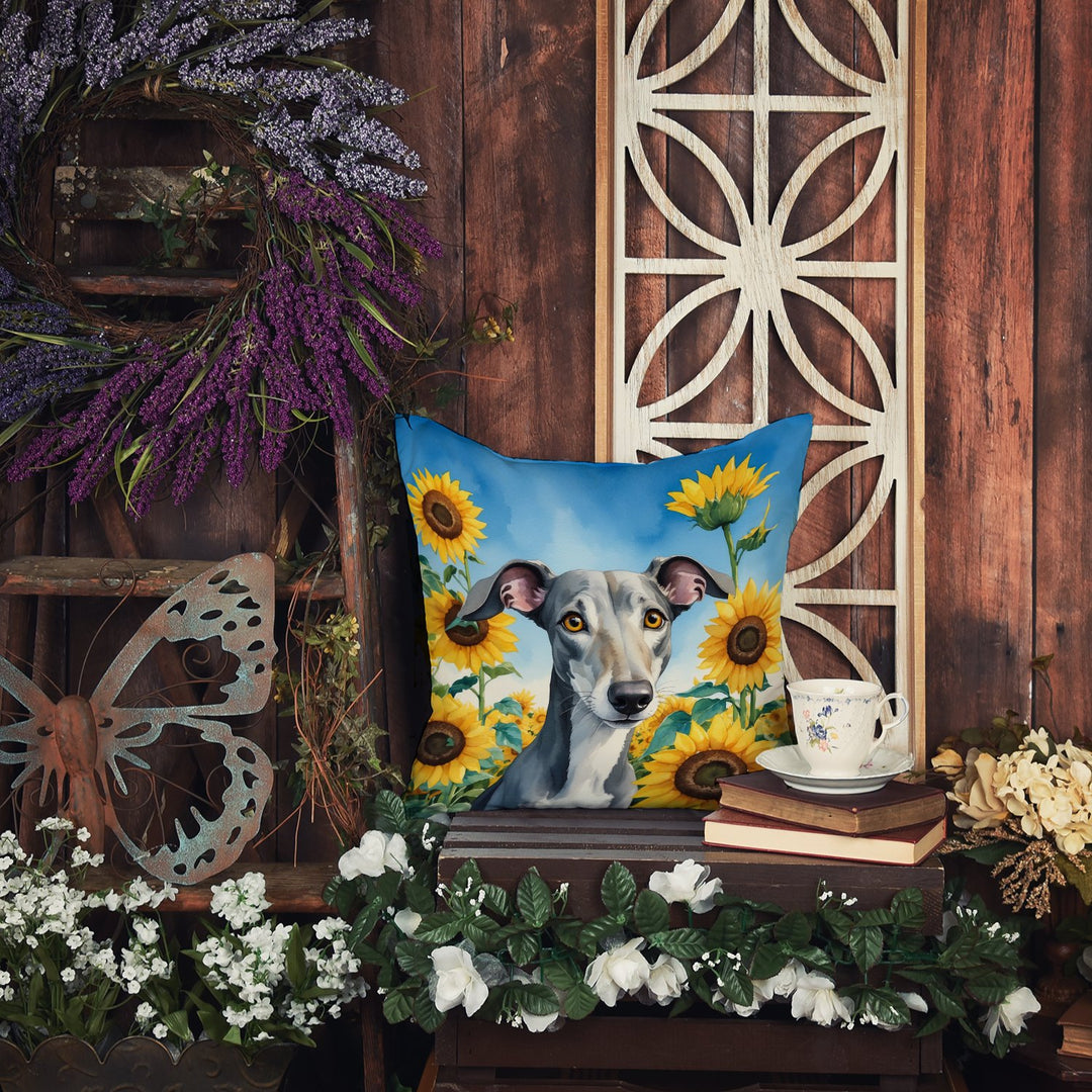 Greyhound in Sunflowers Throw Pillow Image 5