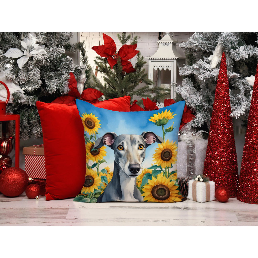 Greyhound in Sunflowers Throw Pillow Image 6