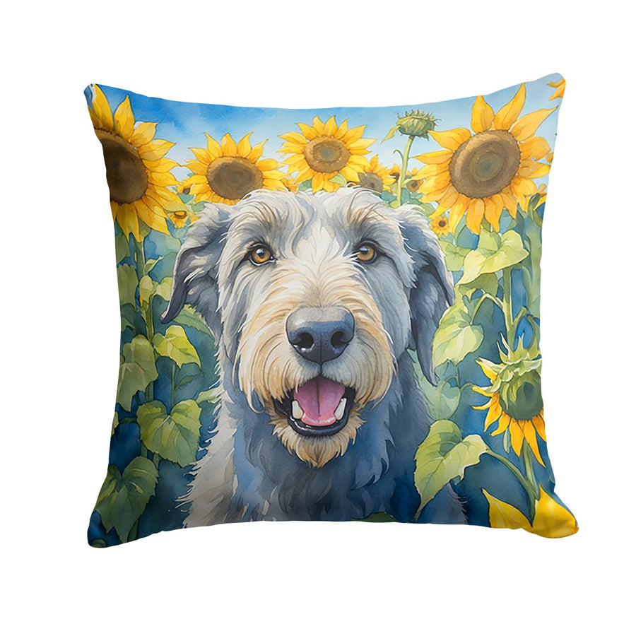 Irish Wolfhound in Sunflowers Throw Pillow Image 1