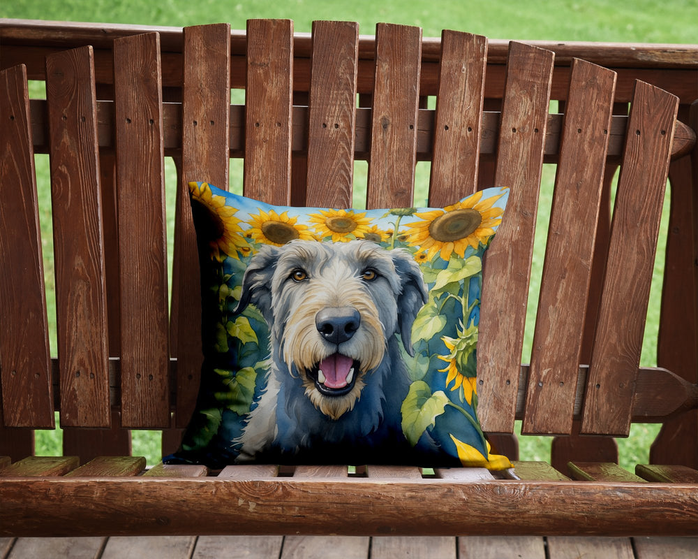 Irish Wolfhound in Sunflowers Throw Pillow Image 2