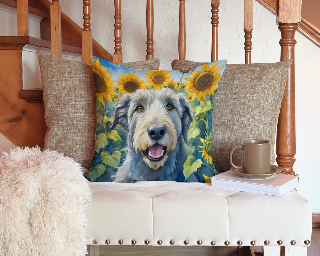 Irish Wolfhound in Sunflowers Throw Pillow Image 3