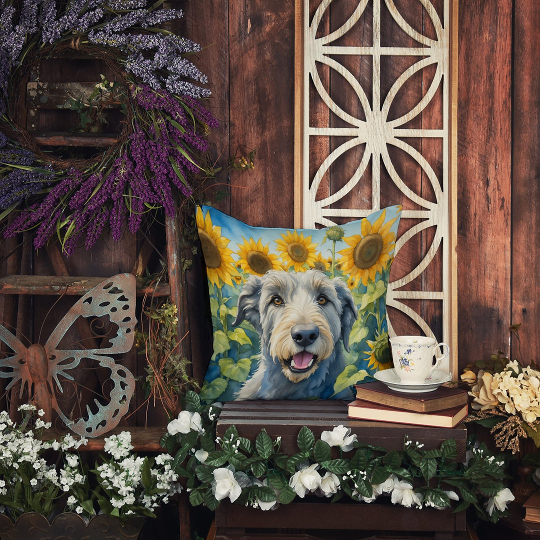 Irish Wolfhound in Sunflowers Throw Pillow Image 5