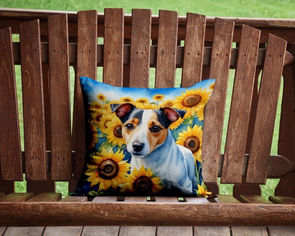 Jack Russell Terrier in Sunflowers Throw Pillow Image 2